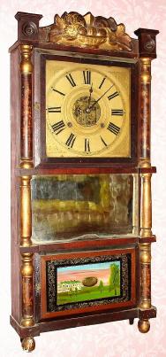 C.1840, Birge, Mallory and Co., Bristol, Conn., 8-day time/strike triple-decker shelf clock. — Antique Clocks Price Guide