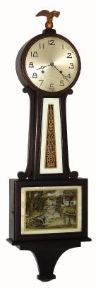 C.1923, New Haven Clock Co., "Waring" 8-day time/strike banjo clock. — Antique Clocks Price Guide