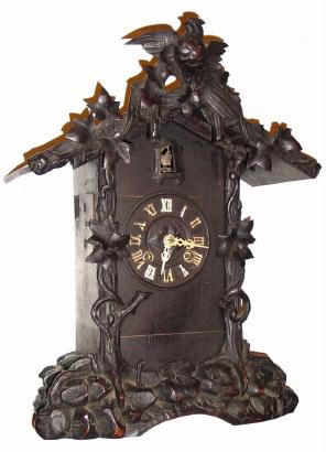 C.1910, German, Furderer, Jaegler and Cie, Shelf Cuckoo, 8-day, with 16 groove fusee for the strike and large going barrel for the time. — Antique Clocks Price Guide