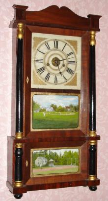 C.1850, Forestville Manufacturing Co., 8-day time/strike weight double decker shelf clock. — Antique Clocks Price Guide