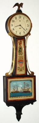 C.1930, Sangamo Electric Co., Springfield, Ill., electric banjo timepiece. These cases are virtually identical to those used by Waltham, with mitered and reinforced corners. — Antique Clocks Price Guide