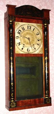 C.1830, Riley Whiting, Winchester, Conn., 30-hour time/strike wood movement column and splat shelf clock. — Antique Clocks Price Guide