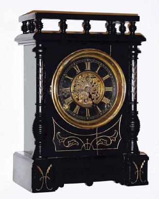 C.1881, F. Kroeber Clock Co, New York, "Cabinet No. 4", 8-day time/strike cabinet series mantel clock. — Antique Clocks Price Guide