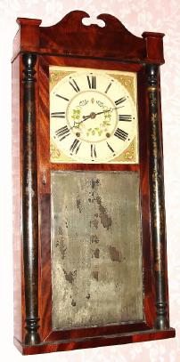 C.1831, (dated label) Philip L. Smith, Amber, Otisco, Onondaga County, New York, 30-hour time/strike wood movement half column and splat shelf clock. — Antique Clocks Price Guide