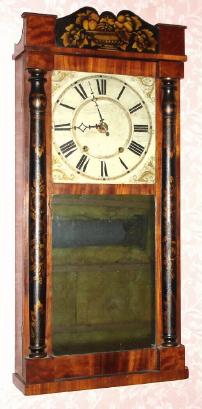 C.1832, Charles Kirke, Bristol, Conn., 30-hour time/strike wood movement half column and splat shelf clock. — Antique Clocks Price Guide