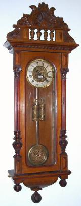 C.1890, German, Junghans, 2-wt  Vienna Regulator, 8-day, time and gong strike in a walnut and veneer case, as-found needs work. — Antique Clocks Price Guide