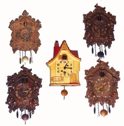 Lot of 5: C.1937, Lux Clock Mfg. Co., Waterbury, Conn., 30-hour novelty timepieces. — Antique Clocks Price Guide