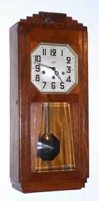 C.1920, French, Girod, Westminster chime wall clock, 8-day, oak Deco style case. — Antique Clocks Price Guide