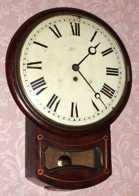 C.1830, English, Regency Fusee Drop Dial clock, with convex dial and crystal; mov't with heavy baluster pillars, as-found. — Antique Clocks Price Guide