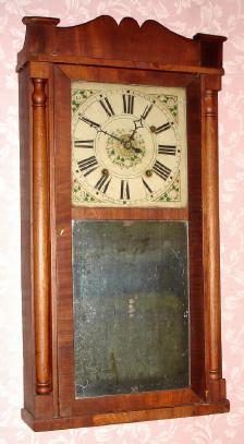 C.1839, Jason R. Rawson, Holden, Mass., 30-hour time/strike/alarm wood movement half column and splat shelf clock. — Antique Clocks Price Guide