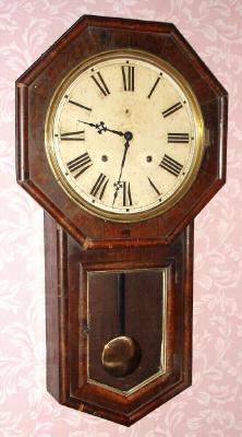 C.1880, E. N. Welch, VERDI, octagon long drop school clock in rosewood, 8-day. — Antique Clocks Price Guide
