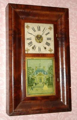 C.1843, M. Welton, New York, N.Y., 8-day time and gong strike OG shelf clock, wooden dial. — Antique Clocks Price Guide