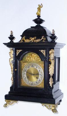 C.1900, German, Junghans, Quarter Strike bracket clock, ebonized with ormolu trim. — Antique Clocks Price Guide