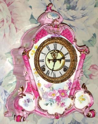 C.1900, Ansonia, Royal Bonn  No. 502, porcelain china clock with open escapement, as-found. — Antique Clocks Price Guide