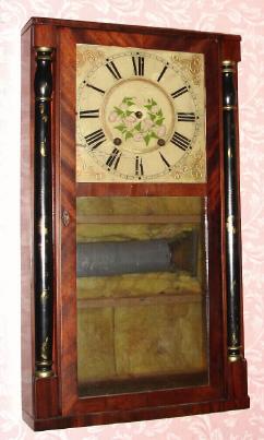 C.1835, Putnam Bailey, Goshen, Conn., 30-hour time and strike half column and splat shelf clock, less top. — Antique Clocks Price Guide