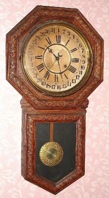 C.1900, Welch Mfg Co., Forestville, Conn,  STAR POINTER CALENDAR, with original shipping box, 8-day striking model. — Antique Clocks Price Guide