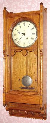 C.1885, Seth Thomas, Queen Anne, 8-day wall regulator timepiece in oak. — Antique Clocks Price Guide