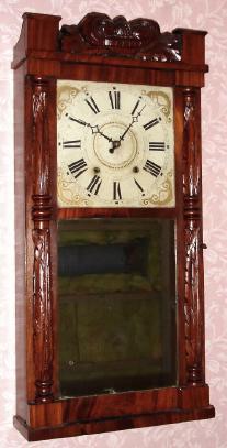 C.1830, Mark Lane, Elizabeth-Town, N.J., Carved Column and Splat, 30 hour wood works, 2-wt, time and strike. — Antique Clocks Price Guide