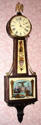 C.1925, Waltham Watch Co., Waltham, Mass, Willard model, 8-day weight driven banjo with Hull naval tablets. — Antique Clocks Price Guide