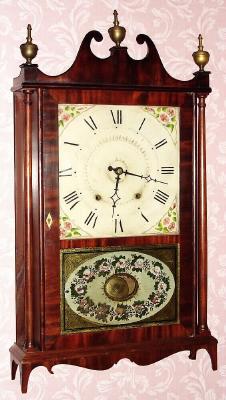 C.1825, Eli Terry and Sons, Plymouth, Conn, Pillar and Scroll,, 30 hour wood movement time and strike shelf clock. — Antique Clocks Price Guide