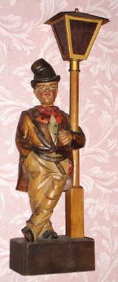 C.1950, German, Karl Griesbaum, GmbH, mechanical whistling DRUNK AT LAMPOST, spring driven, key wound. — Antique Clocks Price Guide
