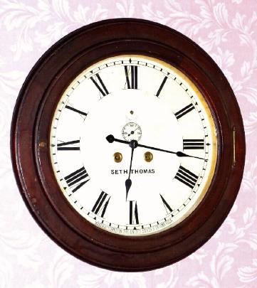 C.1910, Seth Thomas "CHRONOMETER LEVER", 8-day double spring timepiece in a mahogany case with hinged and locking bezel. — Antique Clocks Price Guide
