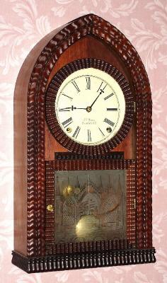 C.1845, Forestville Manufacturing Co., J. C. Brown, Bristol, Conn., 8-day time/strike full ripple beehive shelf clock. — Antique Clocks Price Guide
