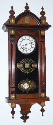 C.1880, German, "R-A" Style regulator with DAY, DATE and MONTH, in a walnut case with gilt/black front tablet. — Antique Clocks Price Guide