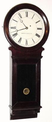 C.1895, Boston Clock Co., Chelsea, Mass, single weight wall regulator in mahogany. — Antique Clocks Price Guide