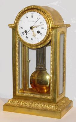 C.1880, Etienne Maxant / F'd Berthoud, Hger du Roy, Paris, 4-glass mantel regulator, brocot escapment with center seconds, heavy 9-rod grid-iron pendulum, in the style of late 18th Century. — Antique Clocks Price Guide