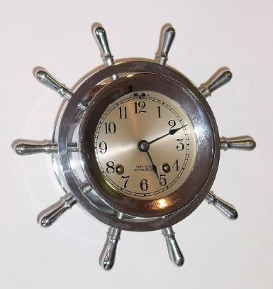 C.1938, Chelsea, Yacht Wheel, Ship's Bell, in nickel finish, serial No. 247340, with 3.75" dial. — Antique Clocks Price Guide
