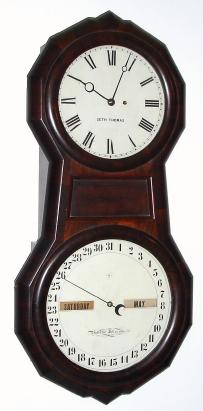 C.1877, Seth Thomas, OFFICE CALENDAR No. 1, in rosewood, 8-day weight driven, double dial perpetual calendar. — Antique Clocks Price Guide