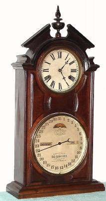 C.1874, Ithaca Calendar Clock Co., "No. 8 Shelf Library", 30-day calendar timepiece. — Antique Clocks Price Guide