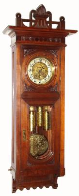 C.1900, German, Gustav Becker, Grand Sonnerie, 3-weight wall clock in black walnut, rod strike. — Antique Clocks Price Guide