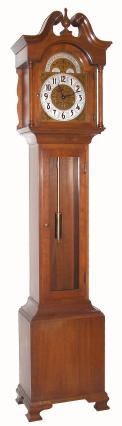 C.1939, [dated] Colonial Mfg, Zeeland, MI, Model 1688, Westminster chime grandmother clock, presentation piece, with a, engraved plaque reading: "20th ANNIVERSARY 1939, METROPOLITAN CHEVROLET DEALERS ASSOCIATION". — Antique Clocks Price Guide