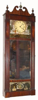 Mixed lot, 1820, Joseph Ives "Looking Glass Clock", now with a C and LC Ives strap brass movement, modified to have a long pendulum. — Antique Clocks Price Guide