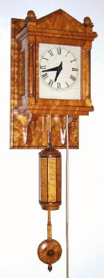 C.1941, (dated), Charles Alvah Smith, Weight Driven Timepiece, serial number 281, dated Jan 1941, in tiger maple with contrasting inlay. — Antique Clocks Price Guide