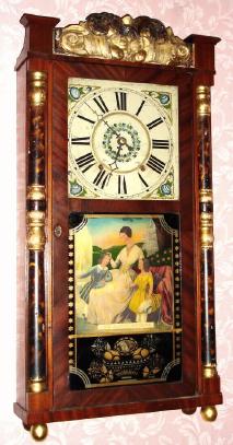 C.1836, P. Barnes and Co., Bristol, Conn., 30-hour time and strike wood movement shell column and splat shelf clock. — Antique Clocks Price Guide