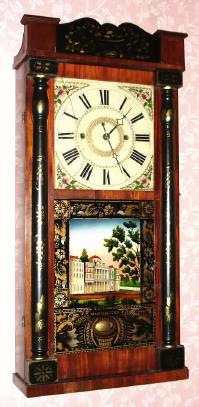 C.1830, A. Barnes, Chimney Point, Vermont, 30-hour time/strike half column and splat shelf clock. — Antique Clocks Price Guide
