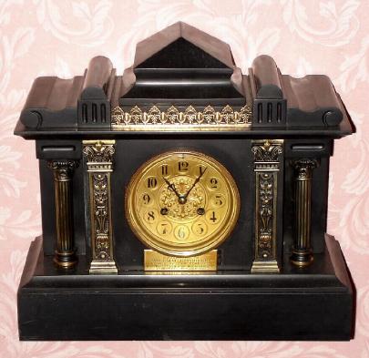 C.1900, French, Vincenti and Cie, 8-day time/strike black marble mantel clock. — Antique Clocks Price Guide