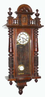 C.1900, German, Gustav Becker, 8-day time and gong strike R/A regulator wall clock with original top. — Antique Clocks Price Guide