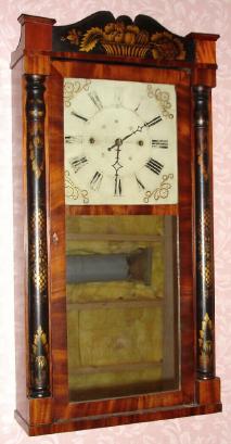 C.1843, Chauncey Boardman, Bristol, Conn., 30-hour time/strike wood movement half column and splat shelf clock. — Antique Clocks Price Guide