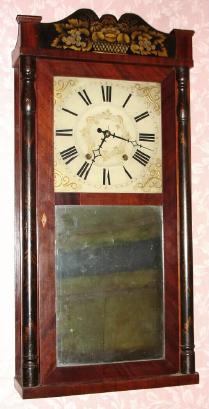 C.1832, Olcott Cheney, Middletown, Conn., 30-hour time/strike half column and splat shelf clock. — Antique Clocks Price Guide
