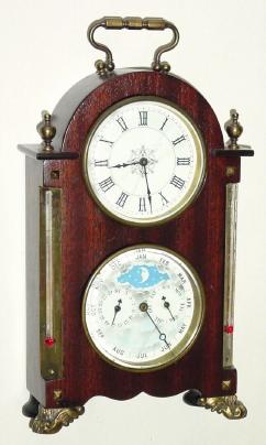 C.1890, French, Double Dial Calendar clock, flanked by thermometers, wound and set from rear. — Antique Clocks Price Guide