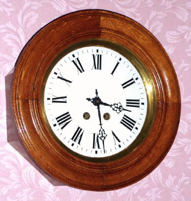 C.1890, French, BAKERS Clock in a round oak gallery style case — Antique Clocks Price Guide