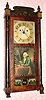 C.1830, Silas Hoadley, Plymouth, Conn., 30-hour time/strike/alarm wood movement Franklin label half column and splat shelf clock. 