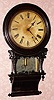C.1870, Anglo-American, 8-day time/strike round drop school style clock, carved accents with rolling pin bottom and mirror back. 