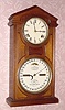 C.1874, Ithaca Calendar Clock Co., "No. 7 Shelf Cottage", 8-day time +strike double dial, perpetual calendar clock. 