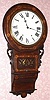 C.1870, Anglo-American, Round Drop, 8-day time and bell strike schoolhouse wall clock. 