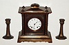 C.1872, Seth Thomas' Sons and Co, New York, "No. 4 Tucker Bronze", 15-day time/strike mantel clock with a pair of candle sticks. 